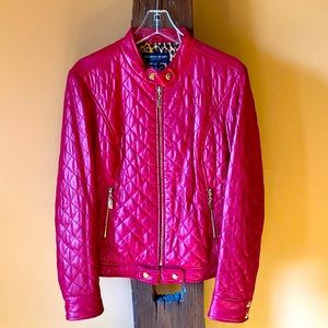 St John Genuine Leather Red Jacket. Ladies size large